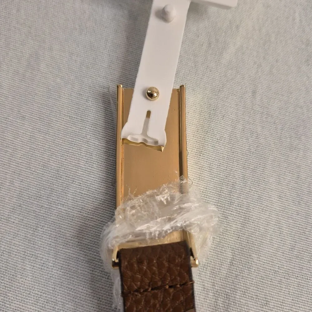 Michael Kors Womens Skinny Leather Belt Size 2X Brown Gold